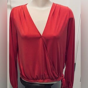 Lucky Brand Rose Mock V-Neck Wrap Top